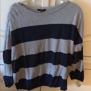 Gray and navy striped sweater